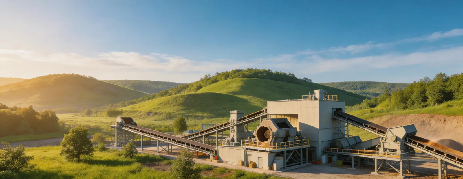 Efficient crushing plant near restored mining landscape